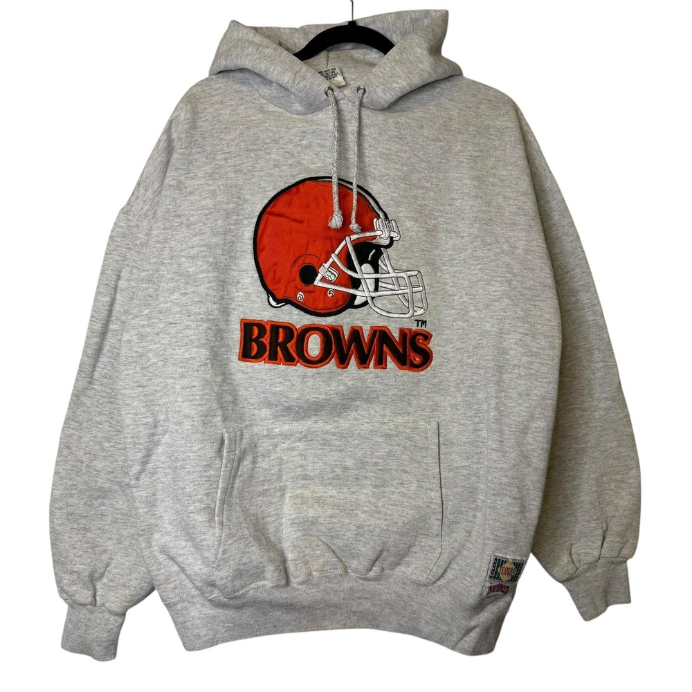 Vintage 90s Cleveland Browns NUTMEG Heather Grey Sz XL Hoodie NFL Football